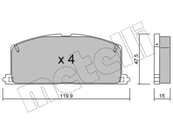 Комплект тормозных колодок, дисковый тормоз 22-0108-0 METELLI - фото №1