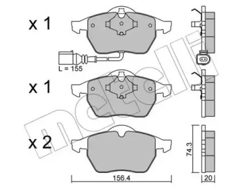 Комплект тормозных колодок, дисковый тормоз 22-0181-4 METELLI
