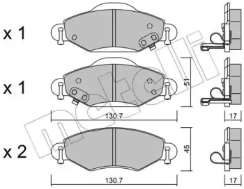 Комплект тормозных колодок, дисковый тормоз 22-0421-0 METELLI