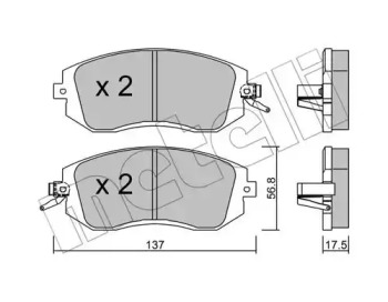 Комплект тормозных колодок, дисковый тормоз 22-0500-1 METELLI - фото №1