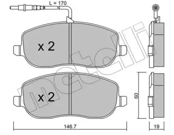 Комплект тормозных колодок, дисковый тормоз 22-0530-0 METELLI - фото №1