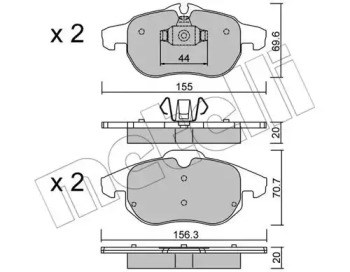 Комплект тормозных колодок, дисковый тормоз 22-0540-0 METELLI