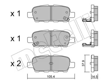 Комплект тормозных колодок, дисковый тормоз 22-0612-0 METELLI - фото №1