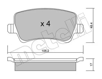 Комплект тормозных колодок, дисковый тормоз 22-0676-0 METELLI