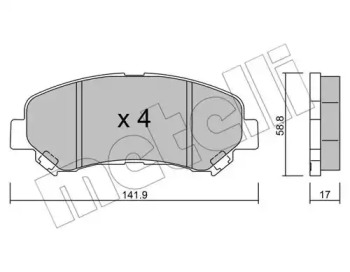 Комплект тормозных колодок, дисковый тормоз 22-0792-0 METELLI - фото №1