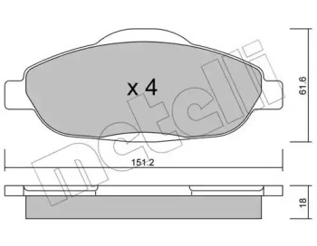 Комплект тормозных колодок, дисковый тормоз 22-0804-0 METELLI