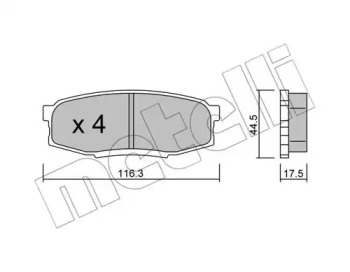Комплект тормозных колодок, дисковый тормоз 22-0822-0 METELLI
