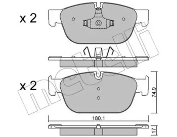 Комплект тормозных колодок, дисковый тормоз 22-0854-0 METELLI - фото №1