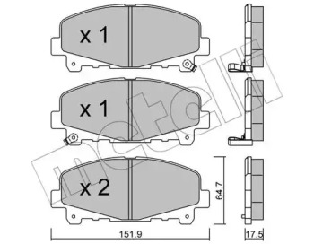 Комплект тормозных колодок, дисковый тормоз 22-0867-0 METELLI