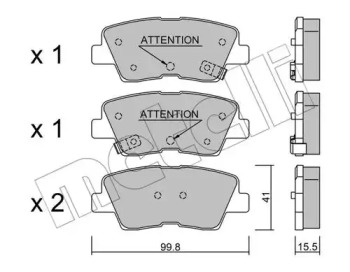 Комплект тормозных колодок, дисковый тормоз 22-0886-1 METELLI - фото №1
