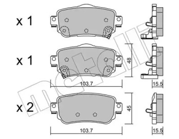 Комплект тормозных колодок, дисковый тормоз 22-1011-0 METELLI - фото №1
