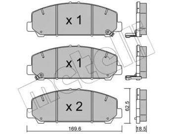 Комплект тормозных колодок, дисковый тормоз 22-1046-0 METELLI