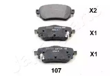 Комплект тормозных колодок, дисковый тормоз PP-107AF JAPANPARTS - фото №1