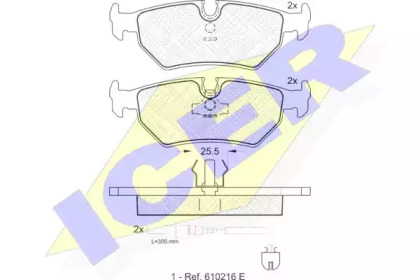 Комплект тормозных колодок, дисковый тормоз 141087 ICER - фото №1