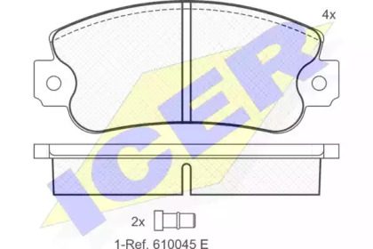 Комплект тормозных колодок, дисковый тормоз 180418 ICER - фото №1