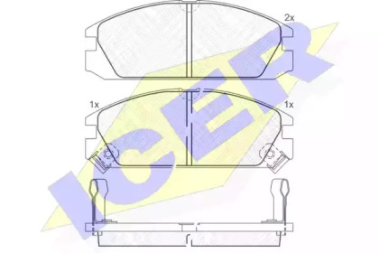 Комплект тормозных колодок, дисковый тормоз 180750 ICER - фото №1