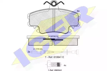 Комплект тормозных колодок, дисковый тормоз 180993-700 ICER - фото №1