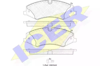 Комплект тормозных колодок, дисковый тормоз 181957 ICER