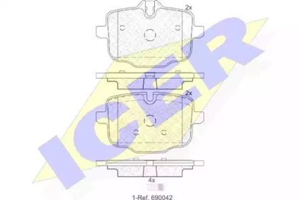 Комплект тормозных колодок, дисковый тормоз 182005 ICER