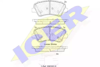 Комплект тормозных колодок, дисковый тормоз 182029 ICER