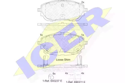 Комплект тормозных колодок, дисковый тормоз 182129 ICER