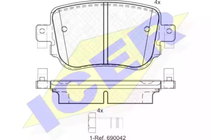 Комплект тормозных колодок, дисковый тормоз 182152 ICER - фото №1
