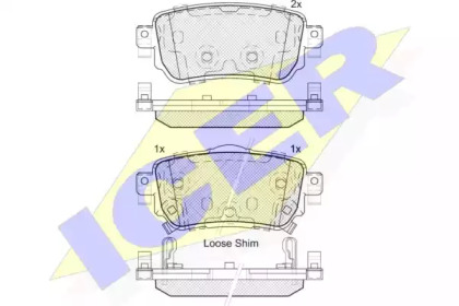 Комплект тормозных колодок, дисковый тормоз 182188 ICER
