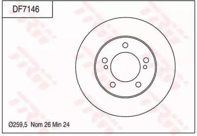 Тормозной диск DF7146 TRW - фото №1