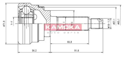 Комплект шарнирный приводного вала 7052 KAMOKA - фото №1