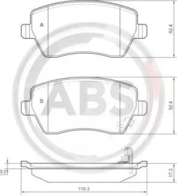 Комплект тормозных колодок, дисковый тормоз 37478 A.B.S. - фото №1