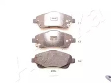 Комплект тормозных колодок, дисковый тормоз 50-02-206 ASHIKA