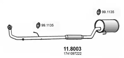 Средний / конечный глушитель ОГ 11.8003 ASSO - фото №1