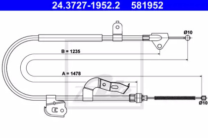 Трос, стояночная тормозная система 24.3727-1952.2 ATE