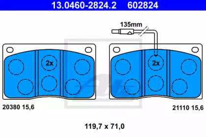 Комплект тормозных колодок, дисковый тормоз 13.0460-2824.2 ATE