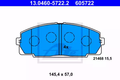 Комплект тормозных колодок, дисковый тормоз 13.0460-5722.2 ATE