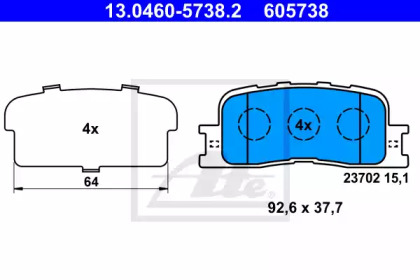 Комплект тормозных колодок, дисковый тормоз 13.0460-5738.2 ATE