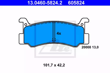 Комплект тормозных колодок, дисковый тормоз 13.0460-5824.2 ATE
