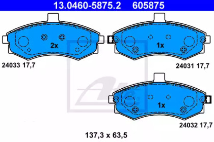 Комплект тормозных колодок, дисковый тормоз 13.0460-5875.2 ATE