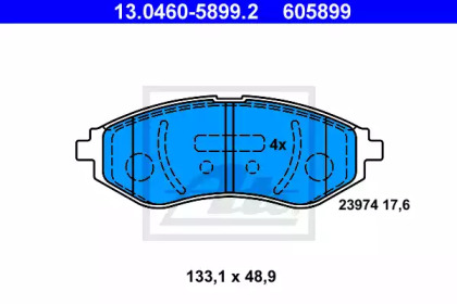 Колодки тормозные дисковые 130460-58992 ATE