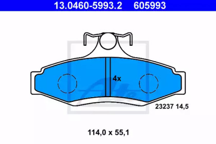 Комплект тормозных колодок, дисковый тормоз 13.0460-5993.2 ATE - фото №1
