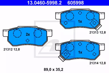 Комплект тормозных колодок, дисковый тормоз 13.0460-5998.2 ATE - фото №1