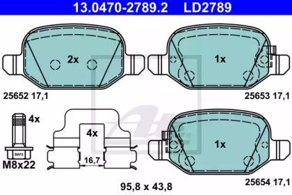 Комплект тормозных колодок, дисковый тормоз 13.0470-2789.2 ATE