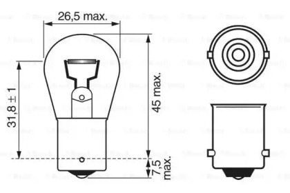 Лампа накаливания, фонарь указателя поворота 1 987 302 280 BOSCH - фото №1