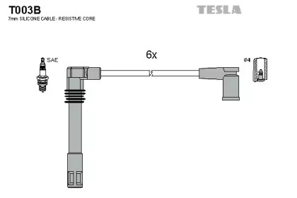 Комплект кабелей зажигания T003B TESLA - фото №1