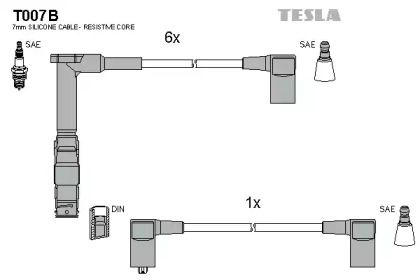 Комплект проводов зажигания T007B TESLA - фото №1