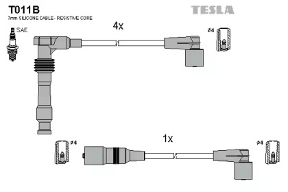 Комплект проводов зажигания T011B TESLA - фото №1