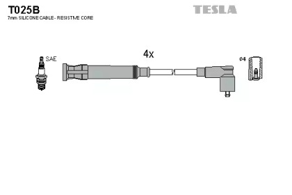 Комплект проводов зажигания T025B TESLA - фото №1