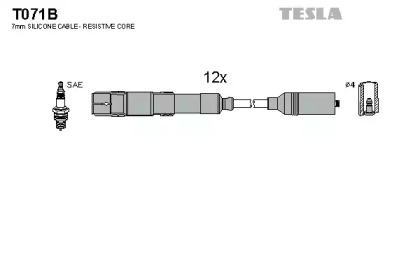 Комплект проводов зажигания T071B TESLA - фото №1