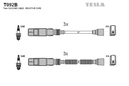 Комплект кабелей зажигания T092B TESLA - фото №1