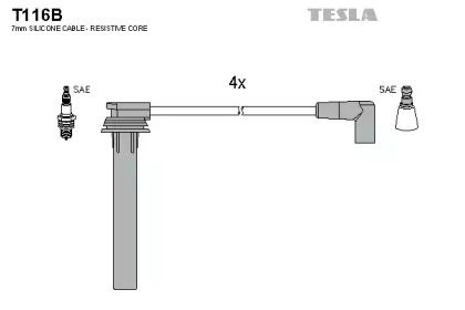 Комплект кабелей зажигания T116B TESLA - фото №1
